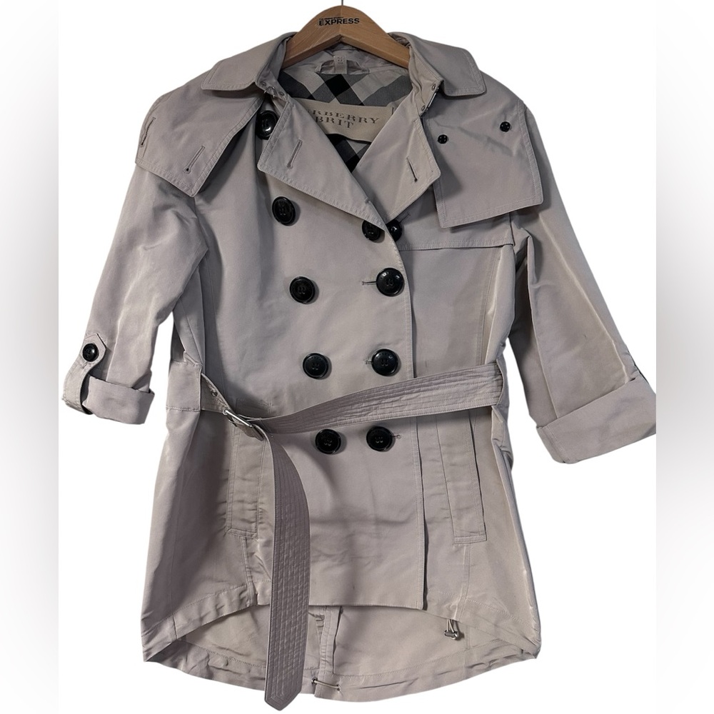 Burberry Knightsdale Double-Breasted Trench Coat Rain Jacket - Size 4